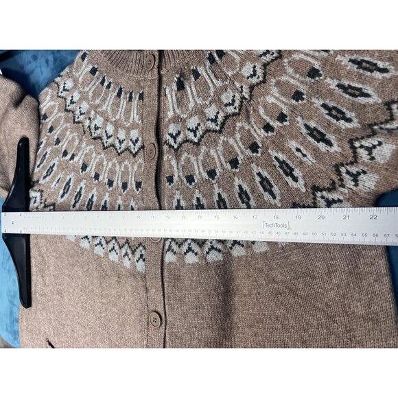 Max Edition Fair Isle Knit Cardigan Sweater Womens XL Beige Effortless cabincore - Picture 6 of 8